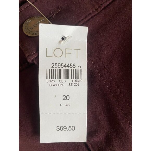 NWT LOFT Plus Burgundy 5 Pocket Brushed Sateen Leggings 20 W - Picture 5 of 7